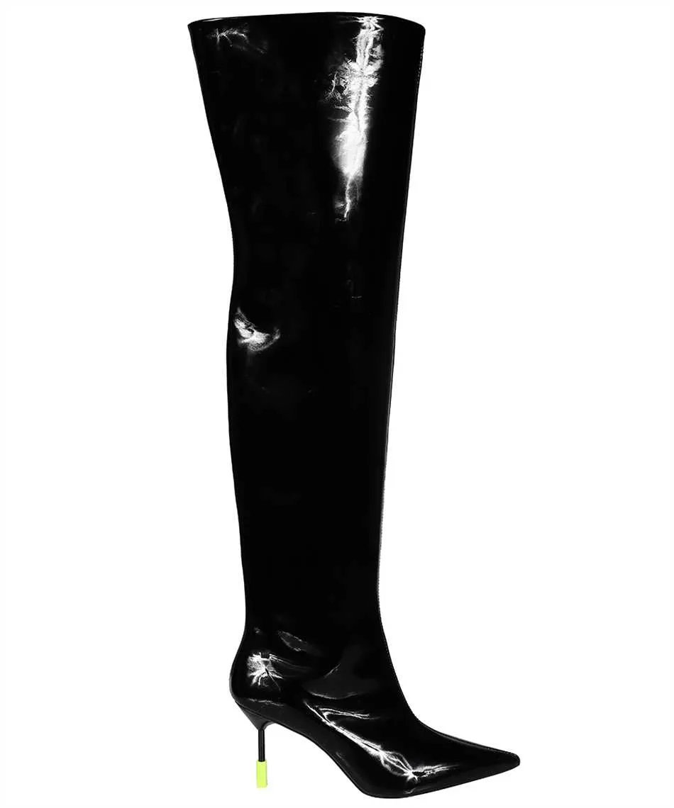 Patent-Leather Pointed-Toe Boots