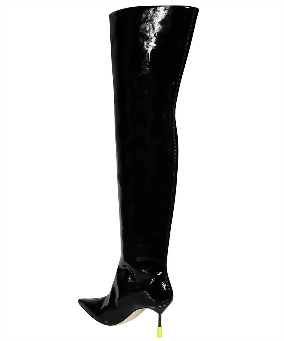 Patent-Leather Pointed-Toe Boots