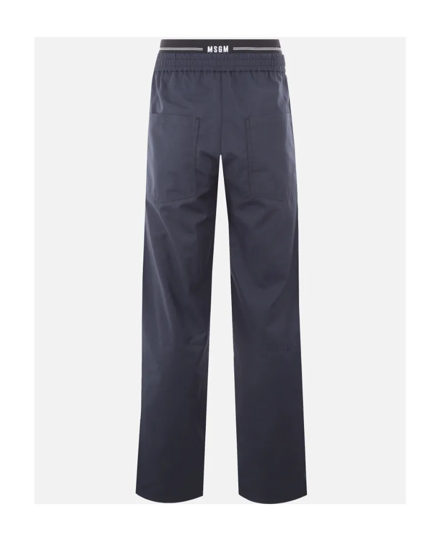 Logo Waistband Straight Leg Trousers