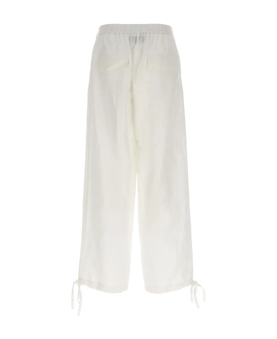 Elasticated-Ankles Wide-Leg Trousers