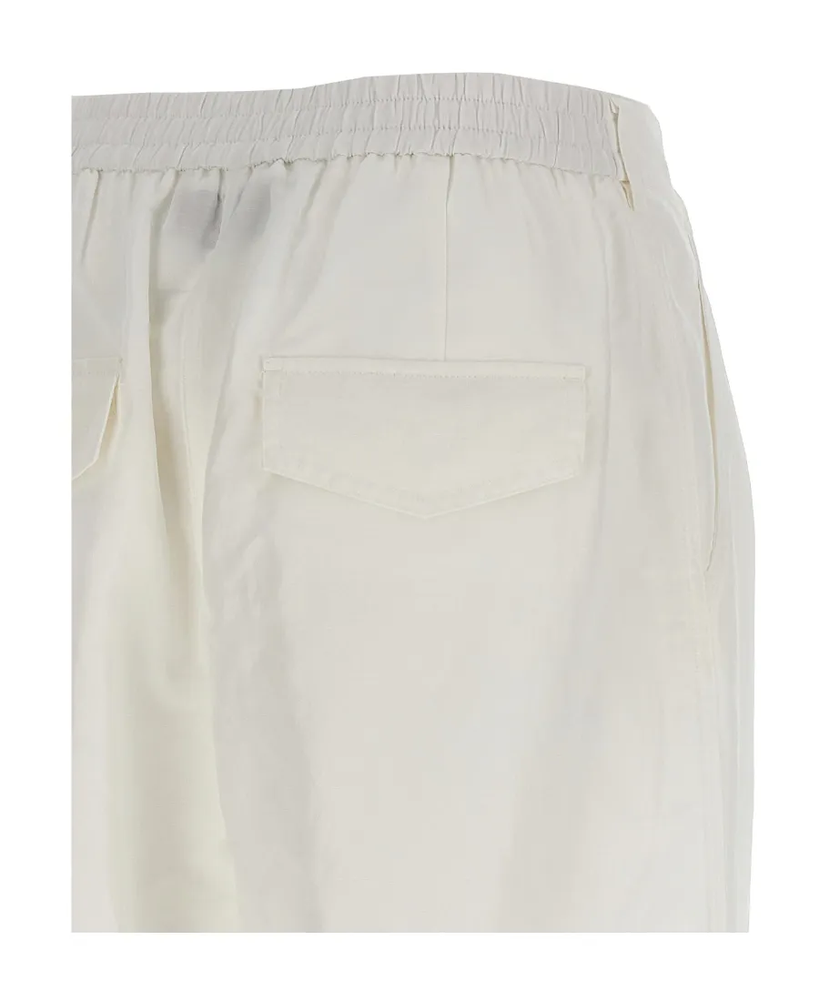 Elasticated-Ankles Wide-Leg Trousers