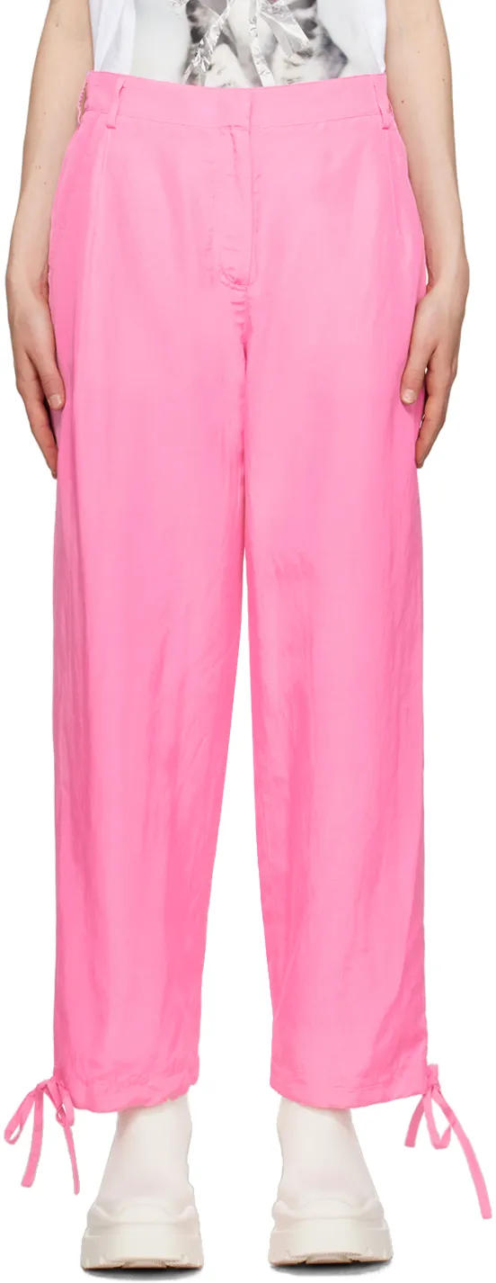 Elasticated-Ankles Wide-Leg Trousers