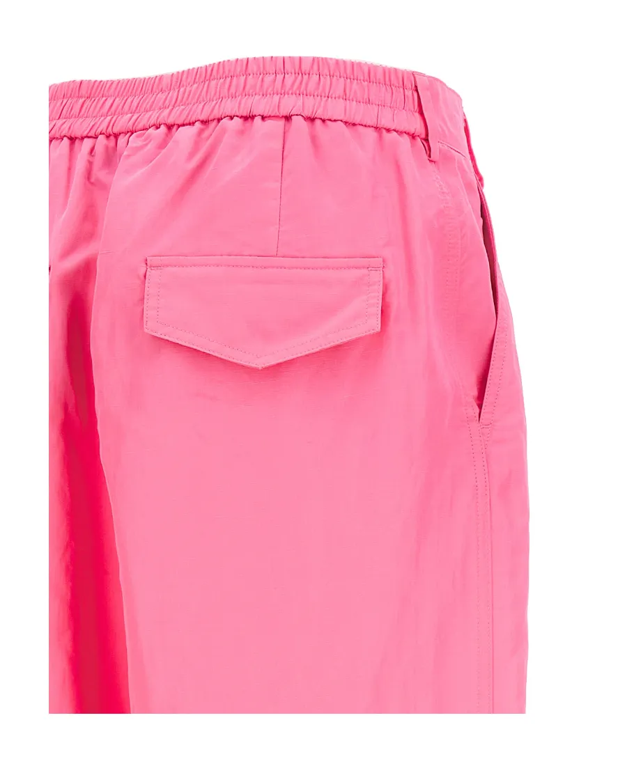 Elasticated-Ankles Wide-Leg Trousers