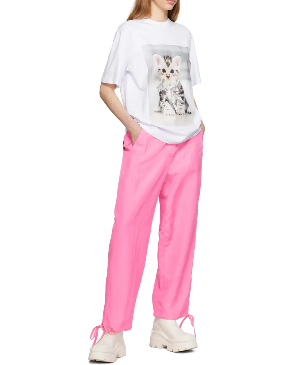 Elasticated-Ankles Wide-Leg Trousers