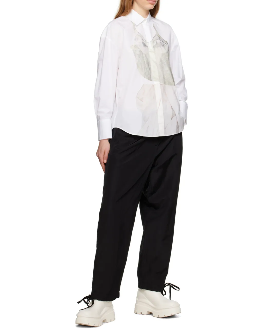 Elasticated-Ankles Wide-Leg Trousers