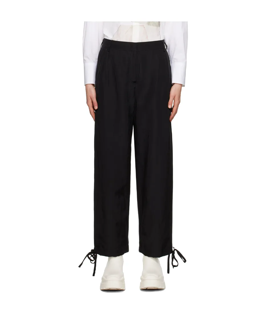 Elasticated-Ankles Wide-Leg Trousers