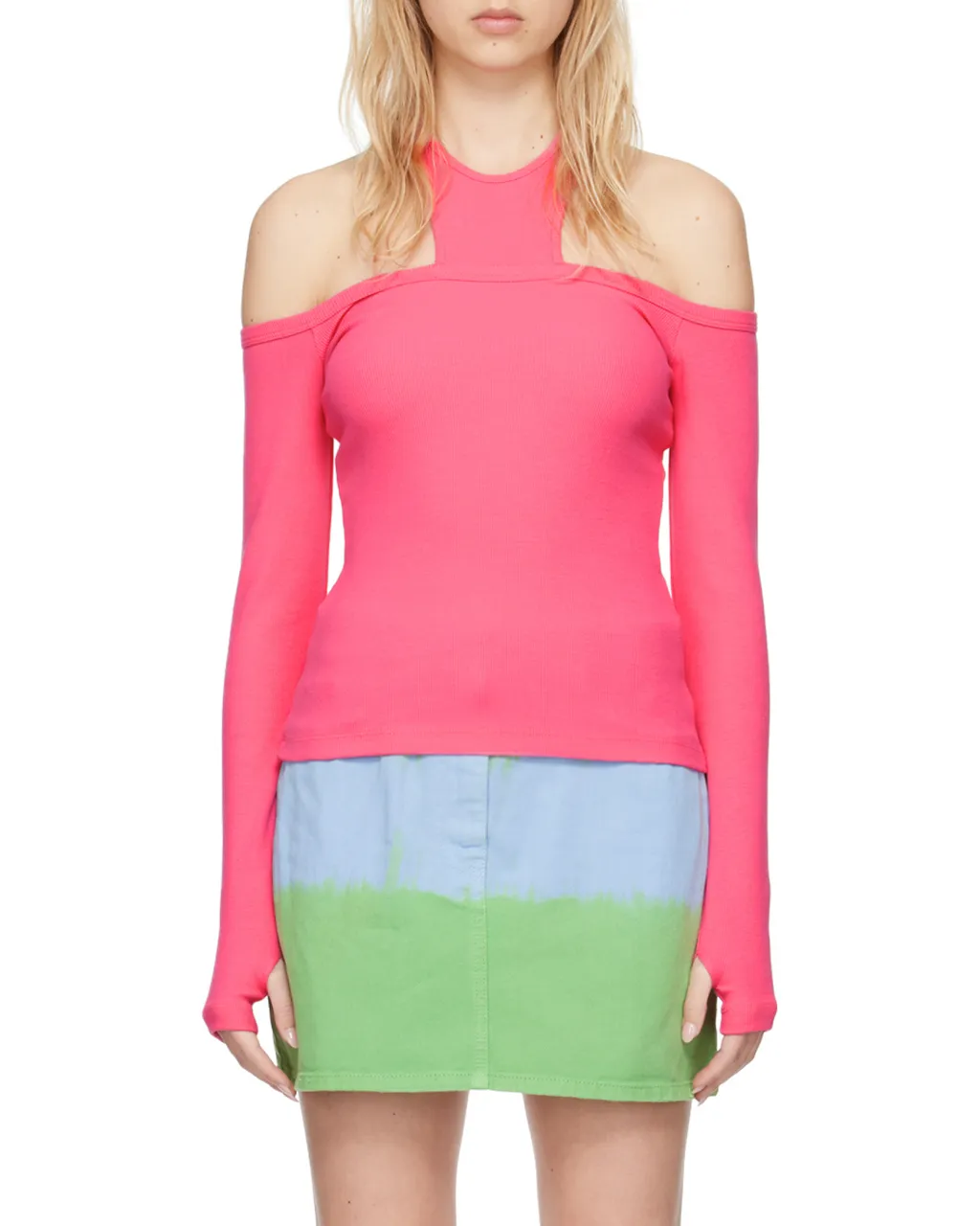Round Collar Strapless T-Shirt