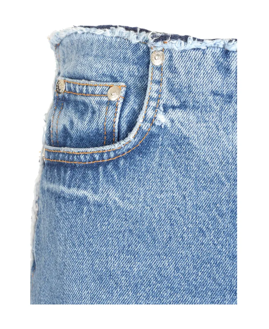 Distressed Wide-Leg Jeans