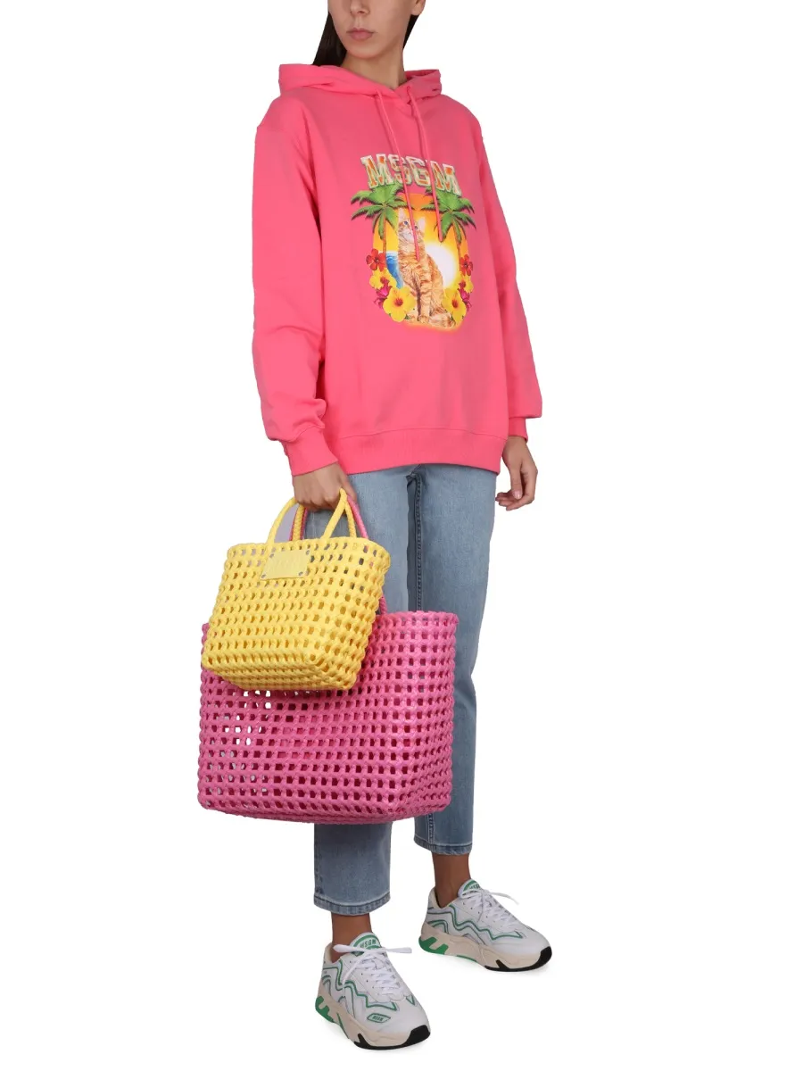 Cat Printed Drawstring Hoodie