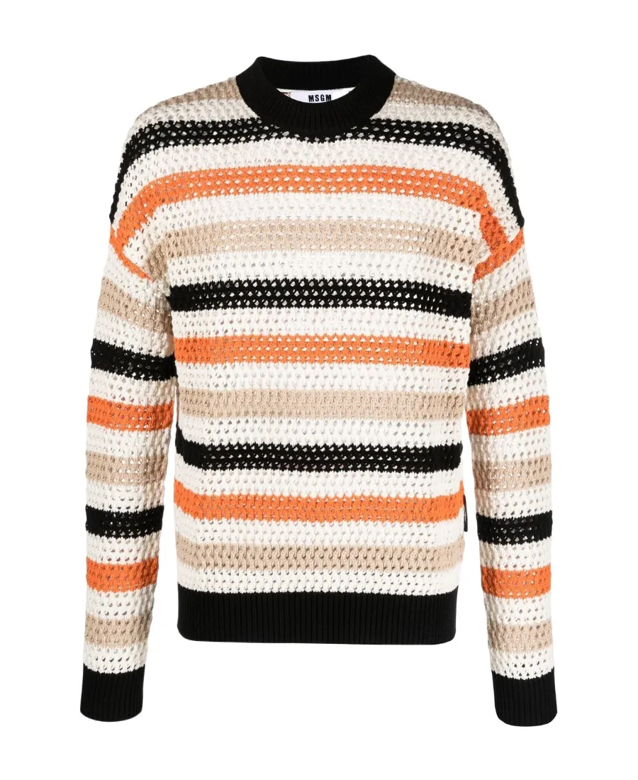 Horizontal-Stripe Crew-Neck Sweater