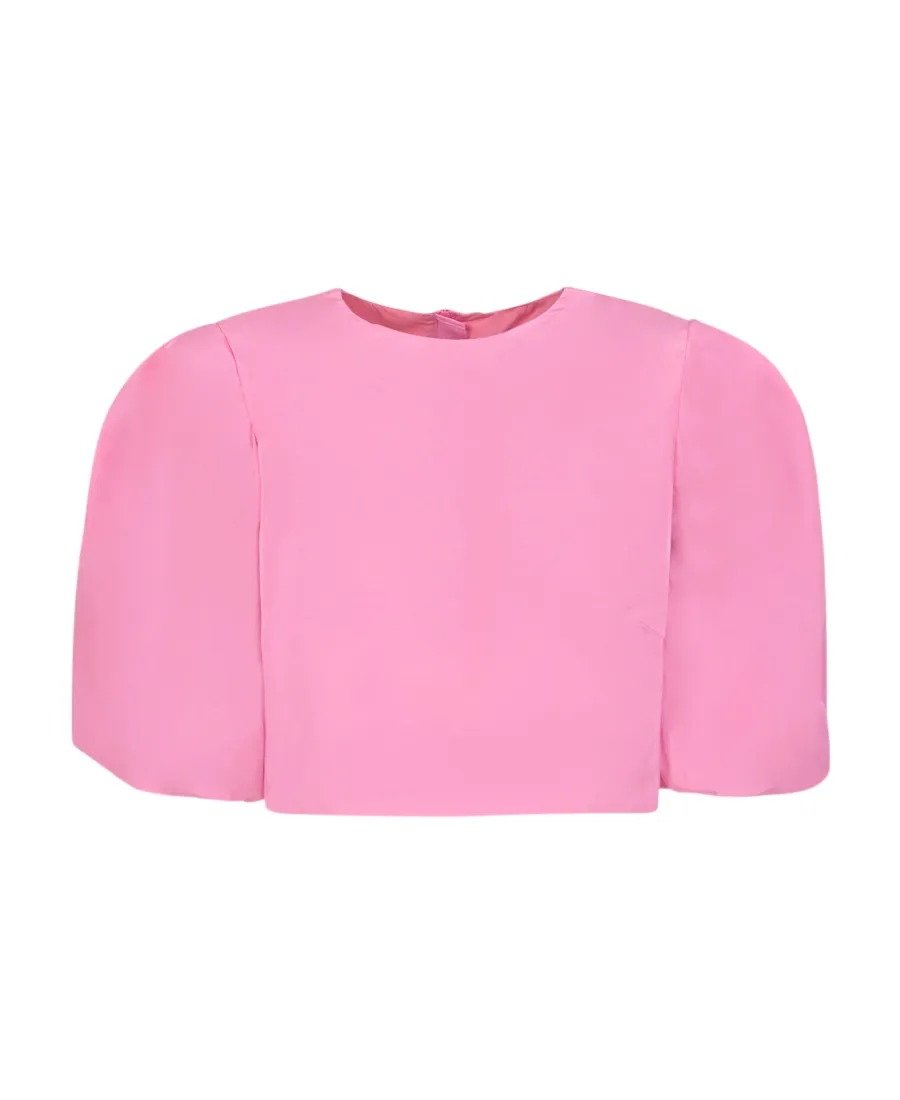 Puff-Sleeved Cropped Blouse