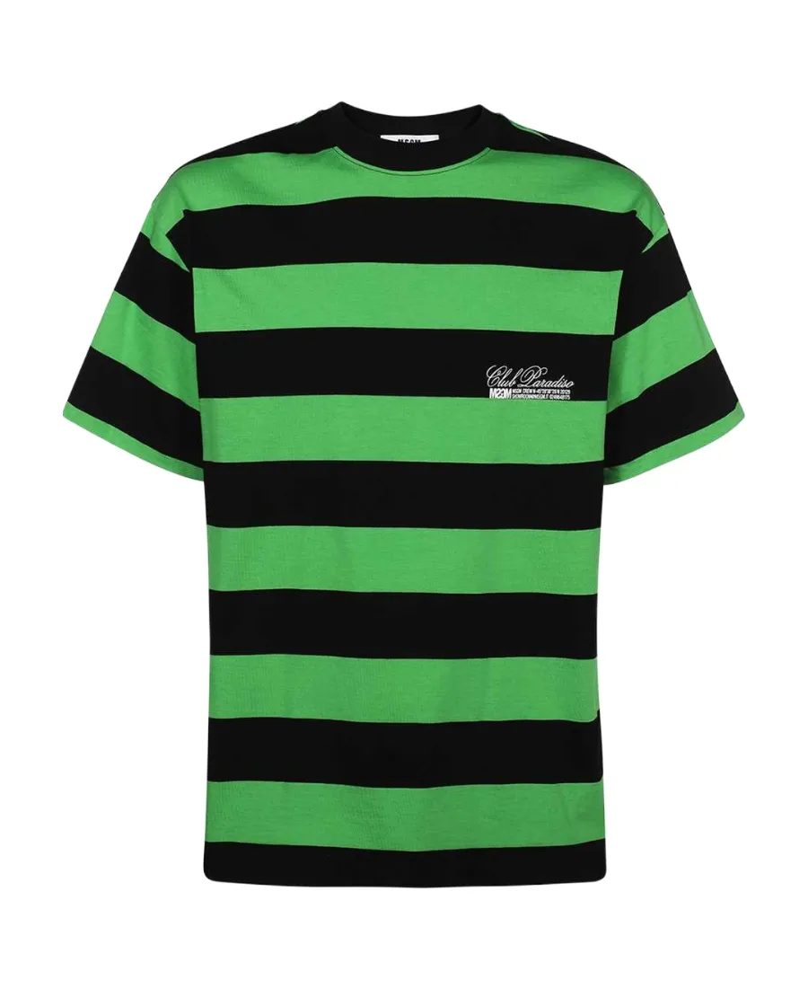 Striped-Pattern Cotton T-Shirt