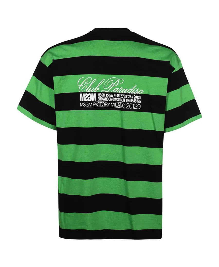 Striped-Pattern Cotton T-Shirt