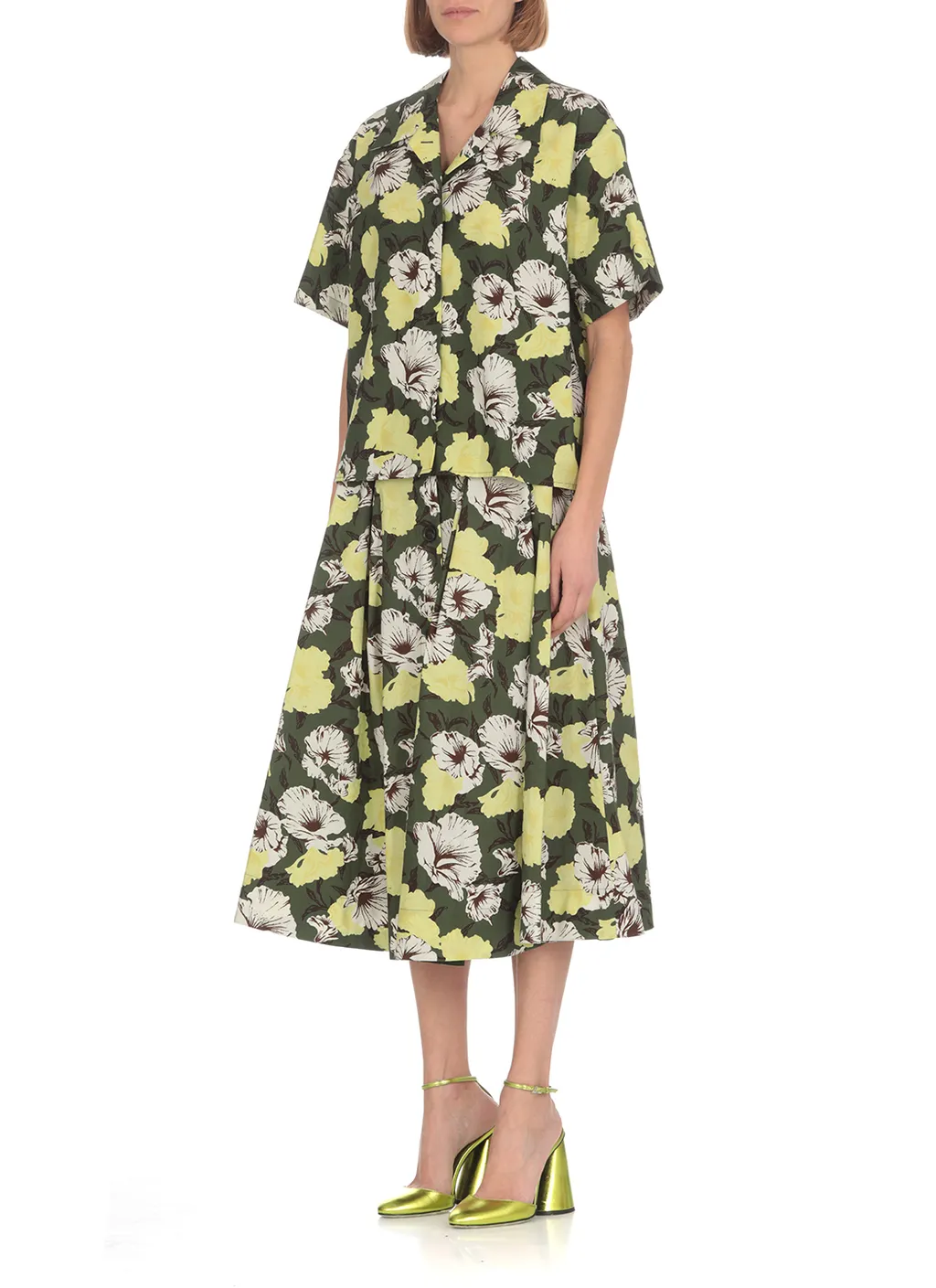 Floral Print Button-Up Skirt