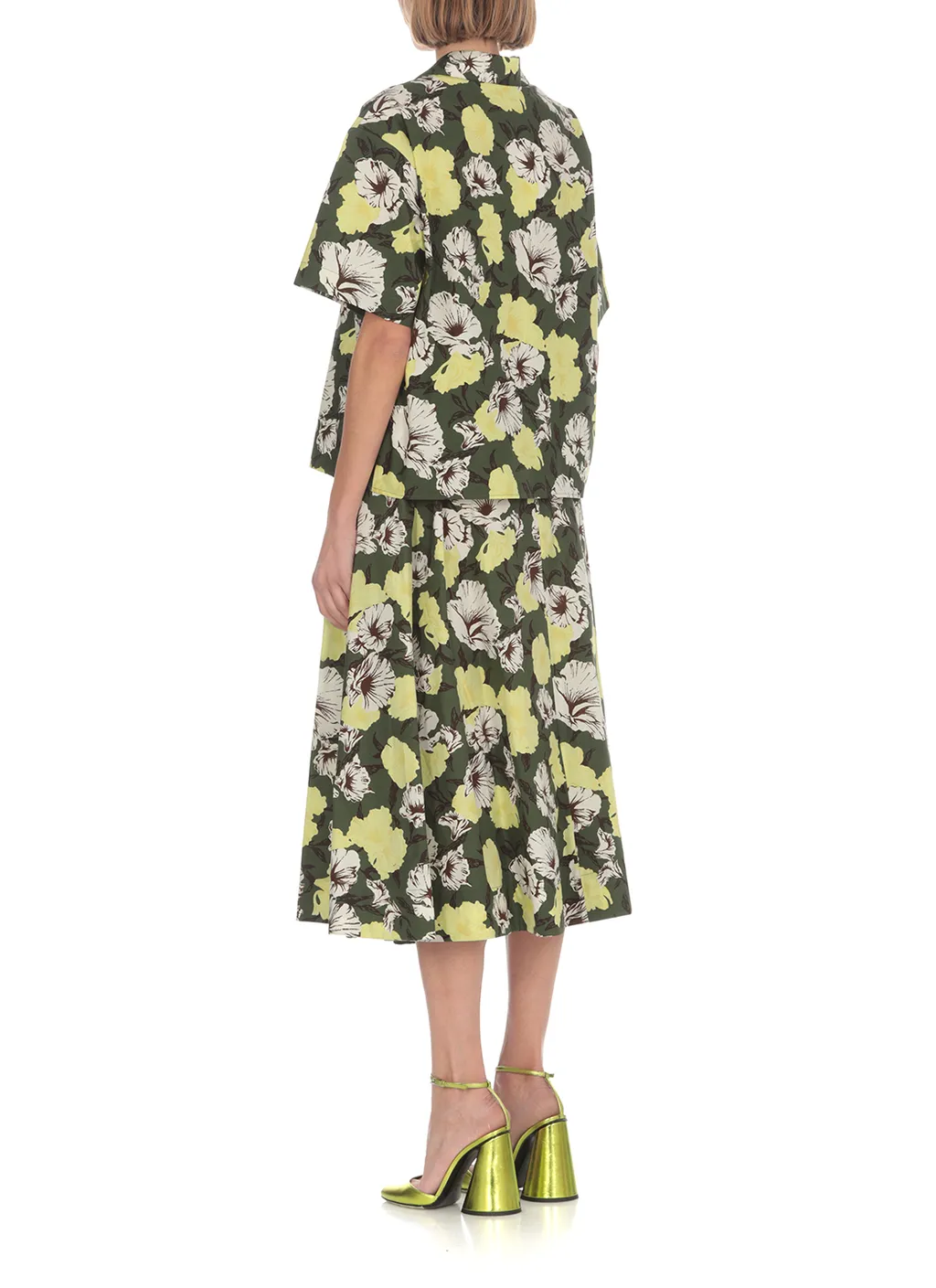 Floral Print Button-Up Skirt