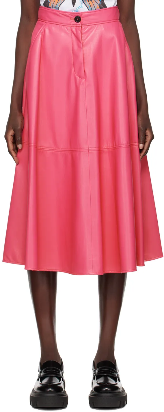 Faux-Leather A-Line Midi Skirt
