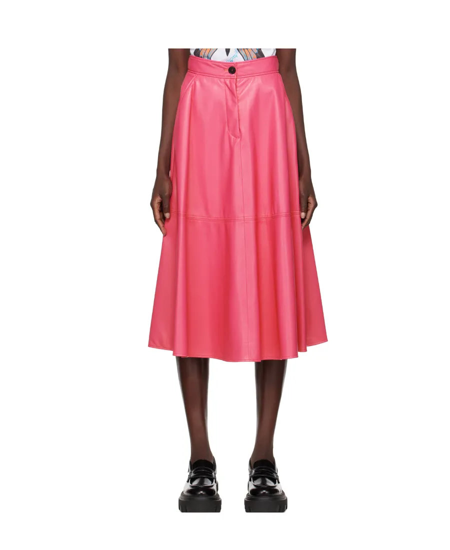 Faux-Leather A-Line Midi Skirt