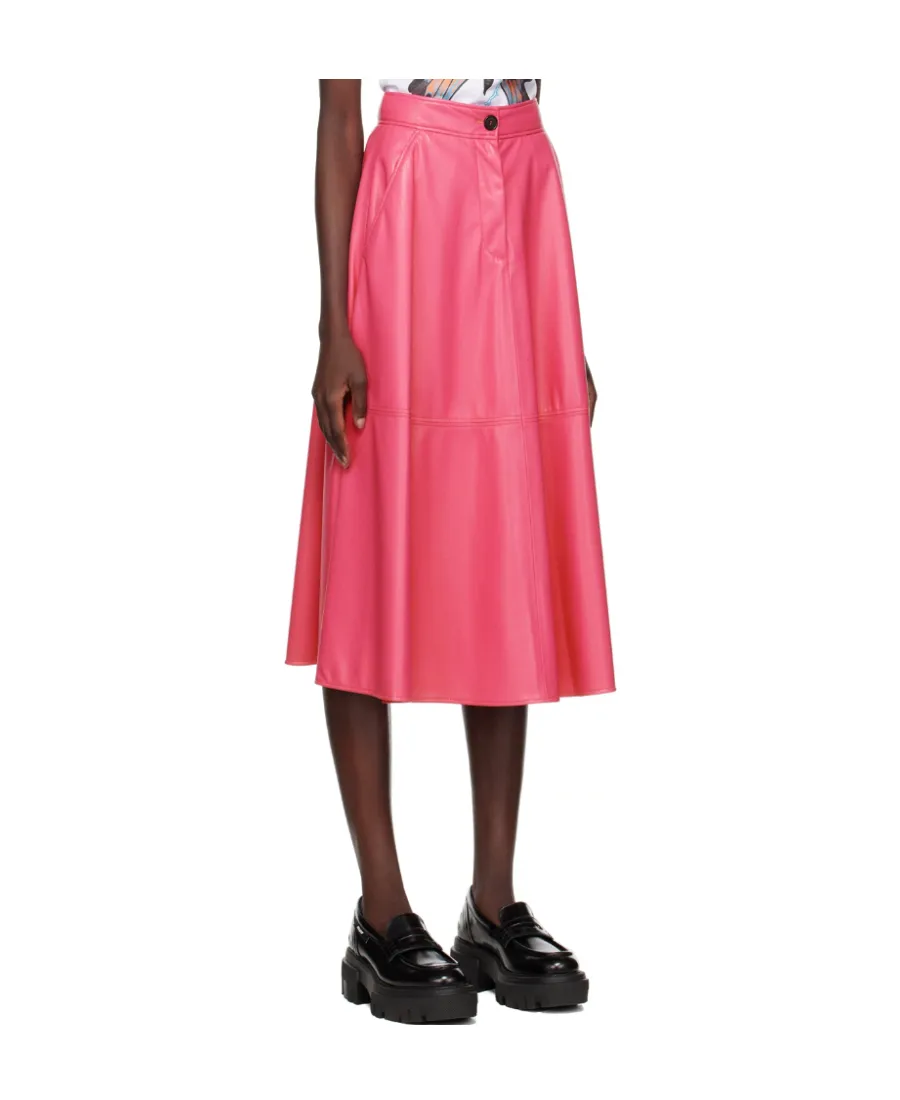 Faux-Leather A-Line Midi Skirt