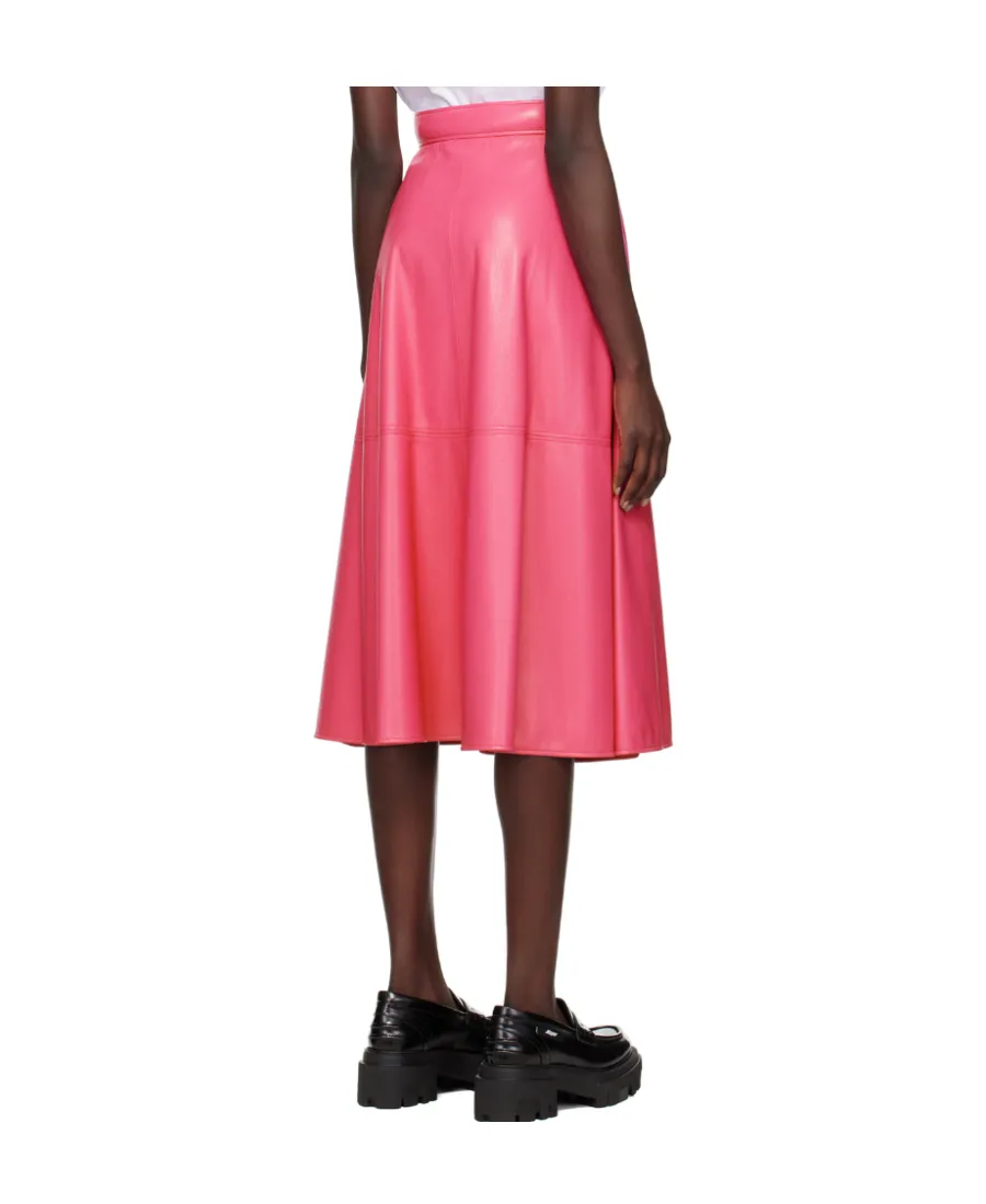 Faux-Leather A-Line Midi Skirt
