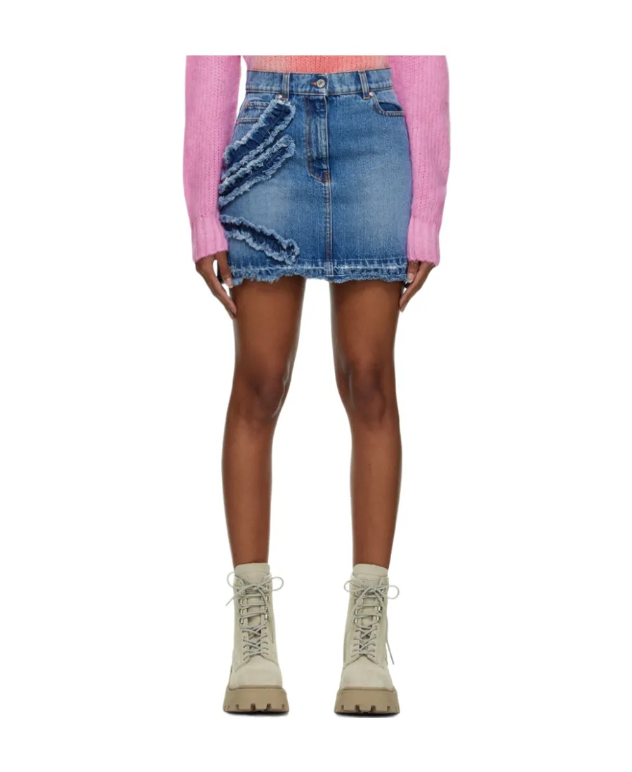 Gathered-Detail Denim Skirt