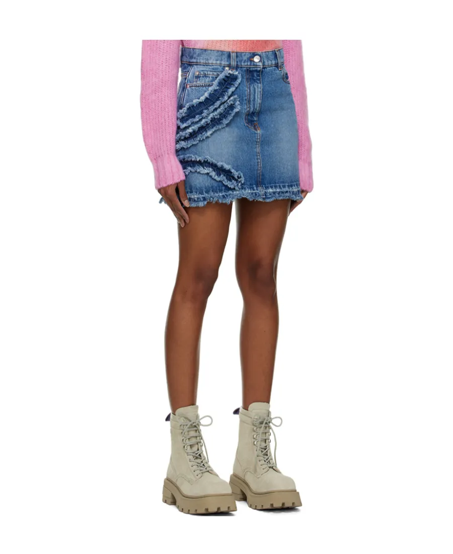 Gathered-Detail Denim Skirt