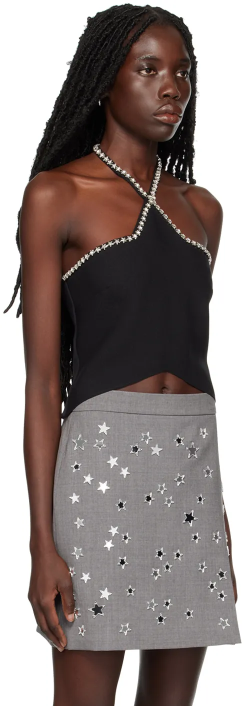 Crystal-Embellished Halterneck Top