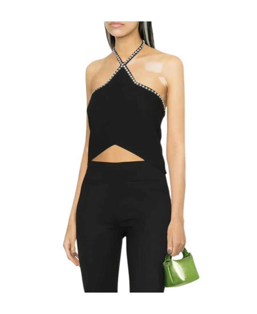 Crystal-Embellished Halterneck Top