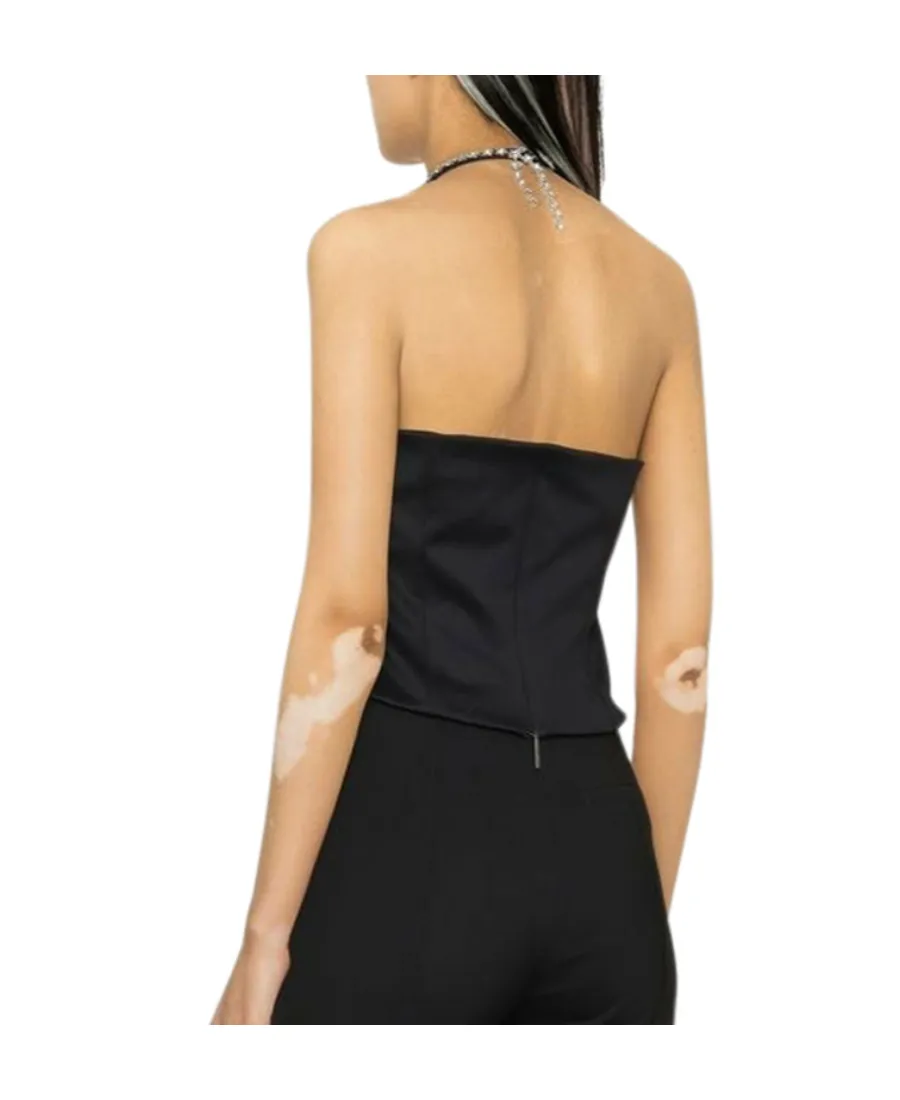 Crystal-Embellished Halterneck Top