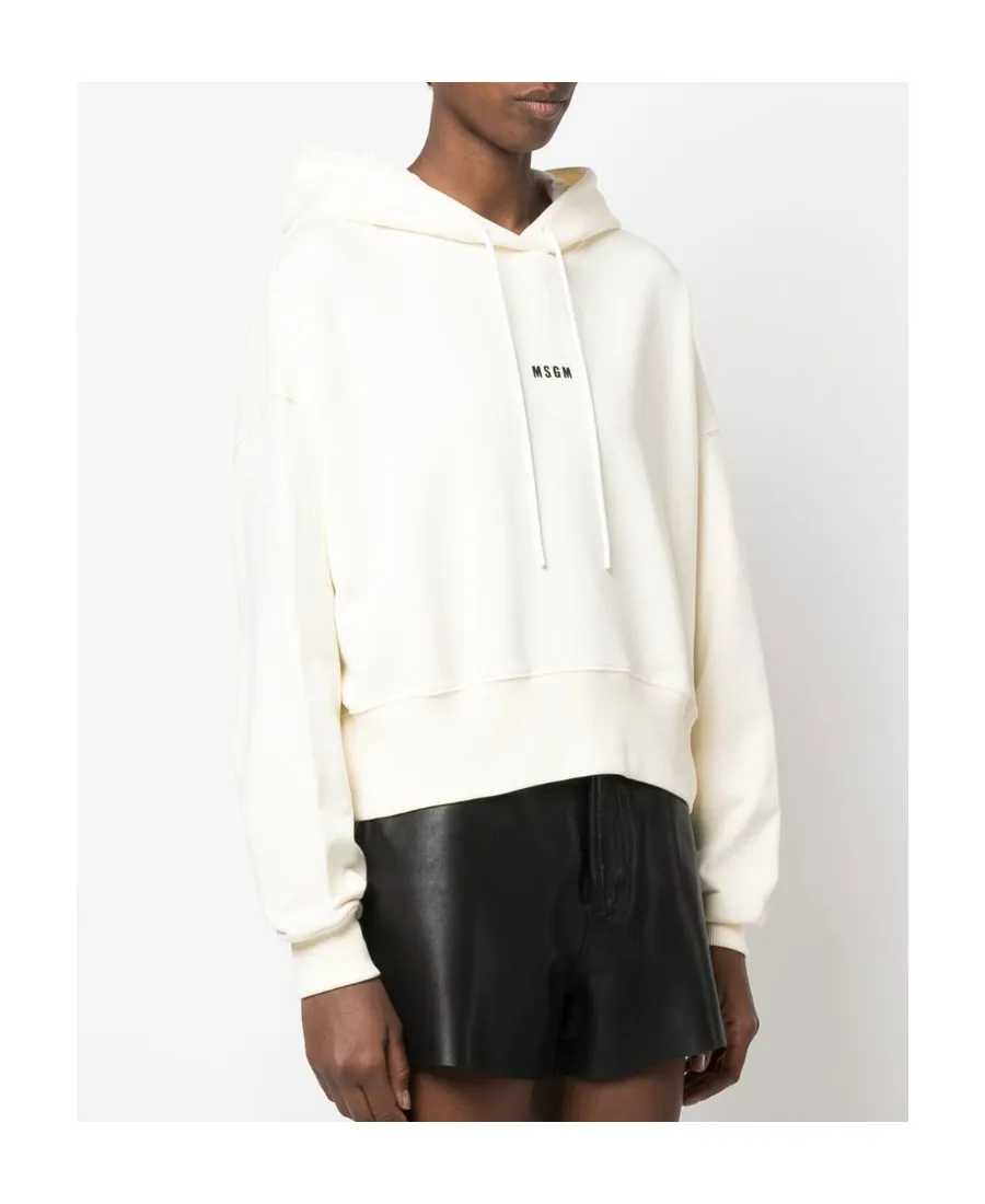 Cropped Logo-Print Hoodie