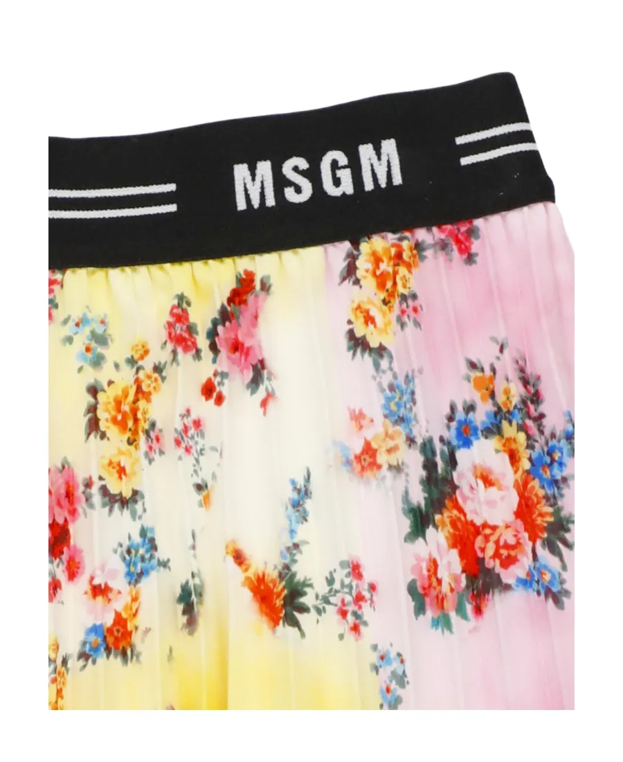 Floral-Print Pleated Skirt