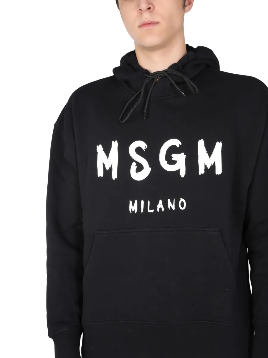 Long-Sleeved Logo Print Hoodie