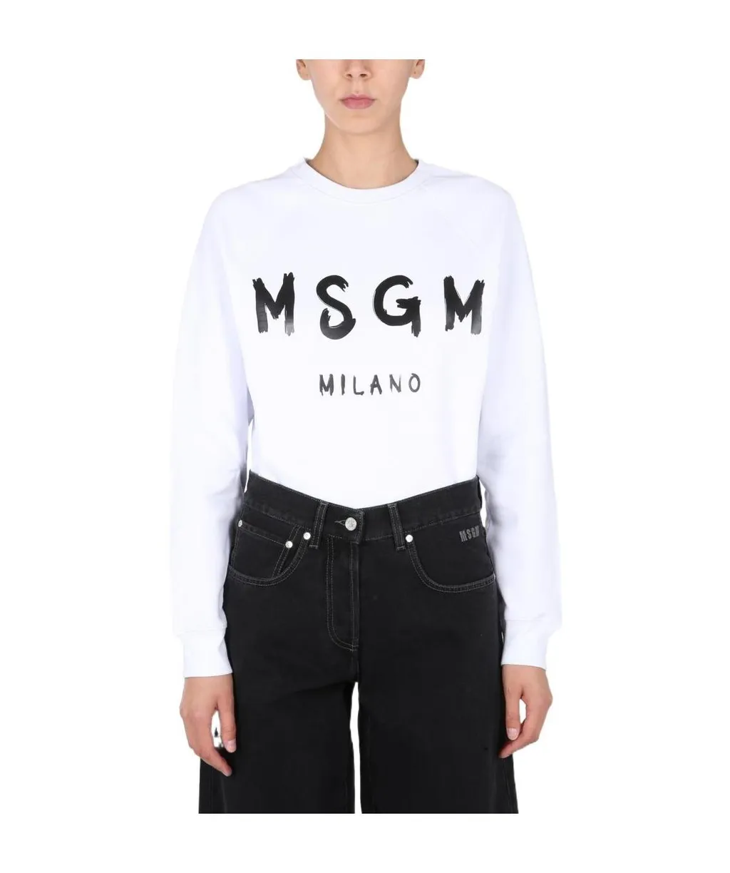 Logo Printed Ribbed Sweatshirt