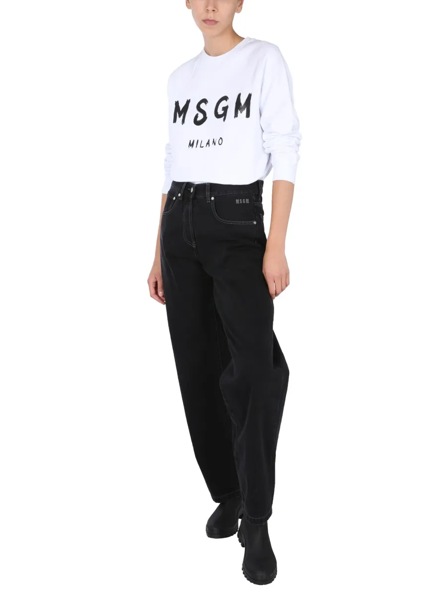 Logo Printed Ribbed Sweatshirt