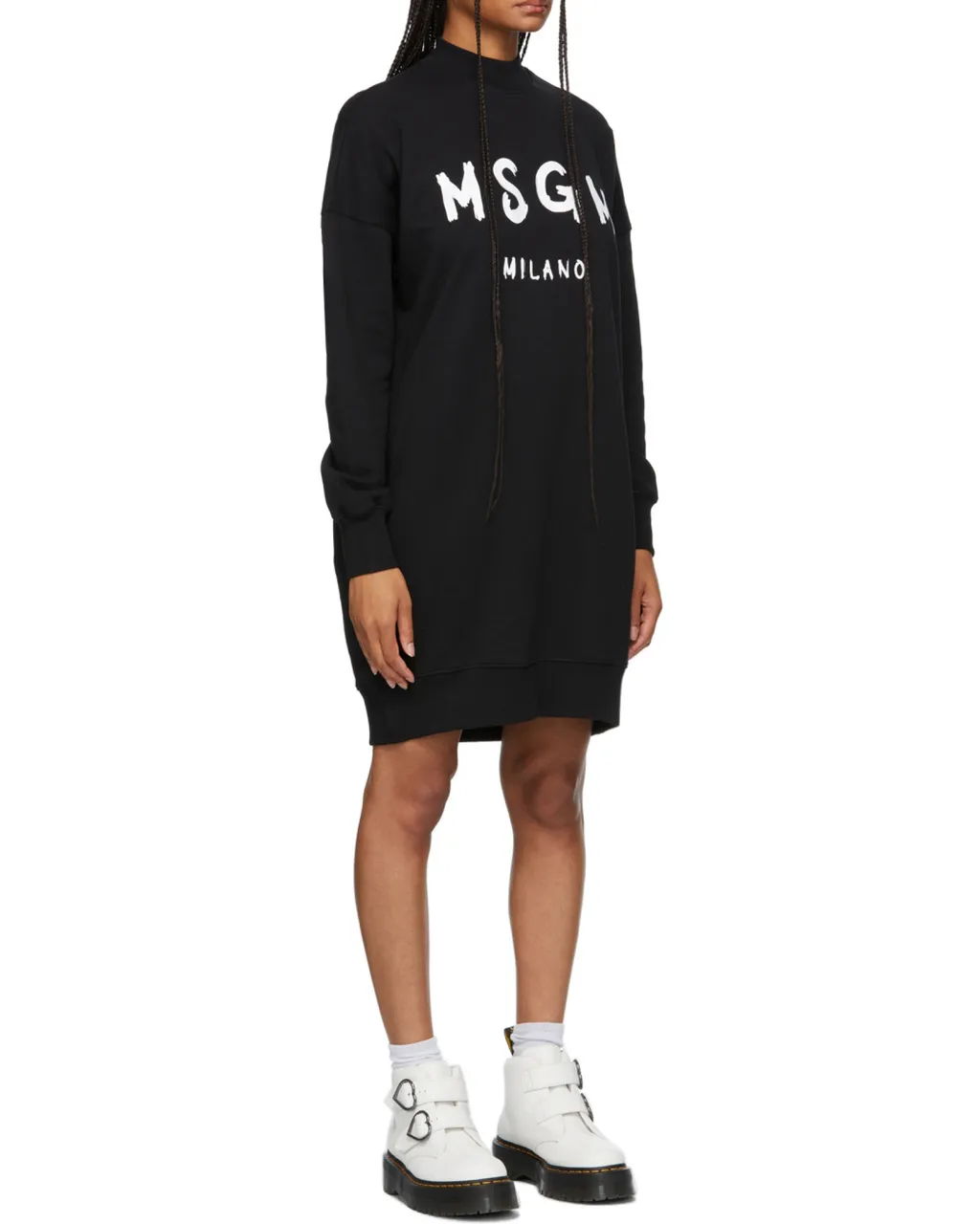 Logo Printed Mock-Neck Sweatshirt Dress