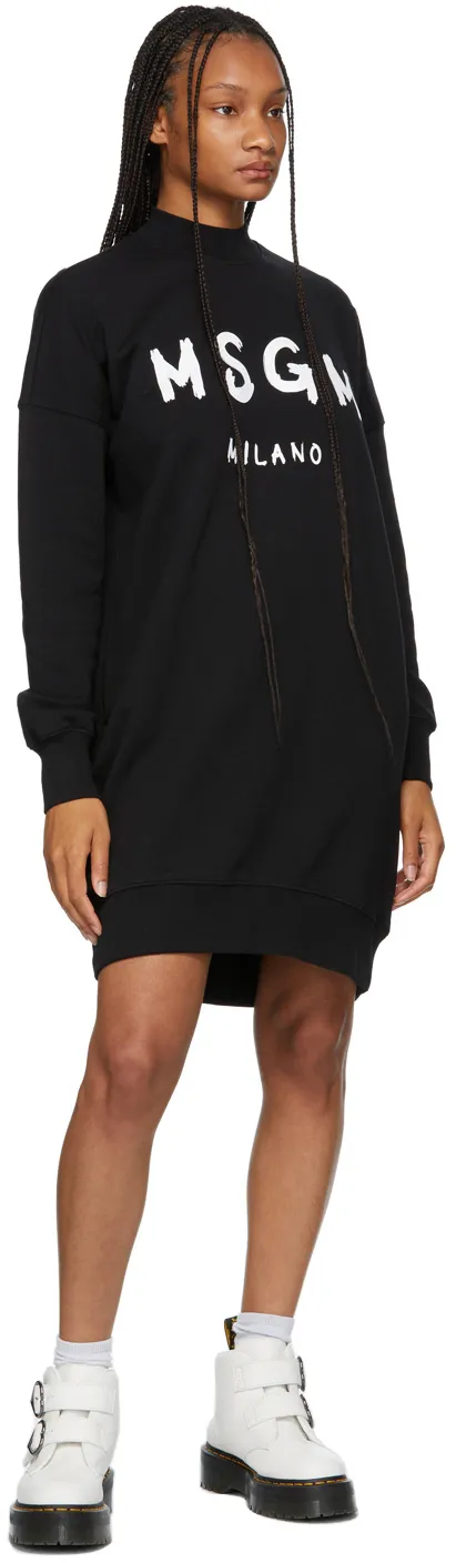 Logo Printed Mock-Neck Sweatshirt Dress
