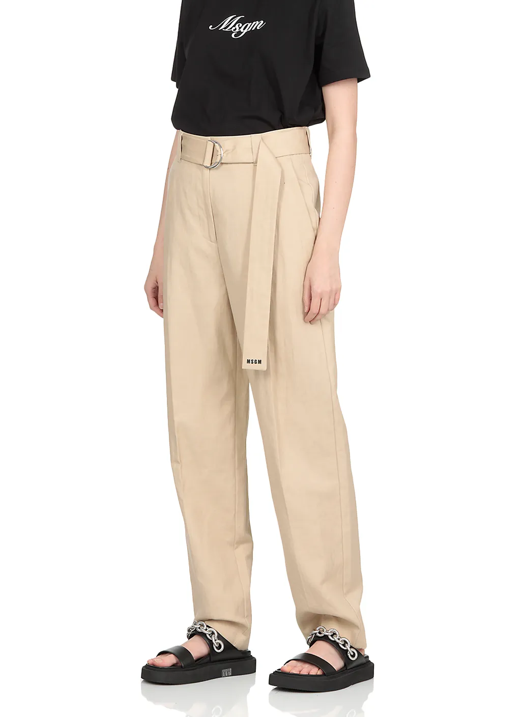 Belted Straight-Leg Trousers