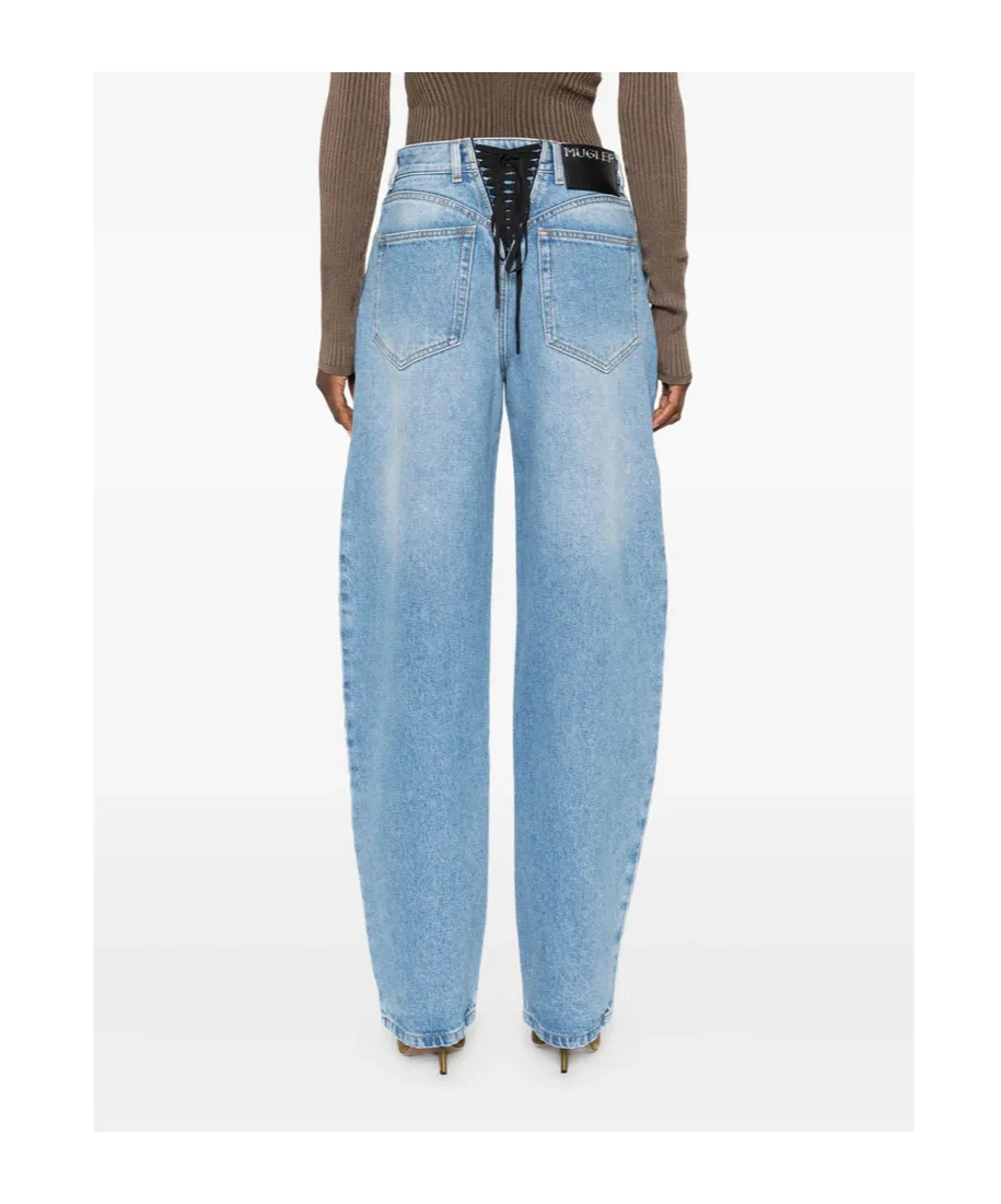 Belted Detail Denim Trousers
