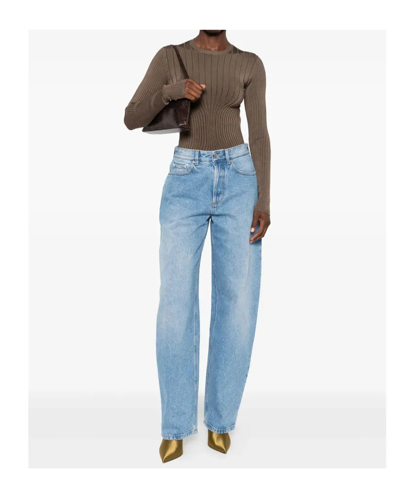 Belted Detail Denim Trousers