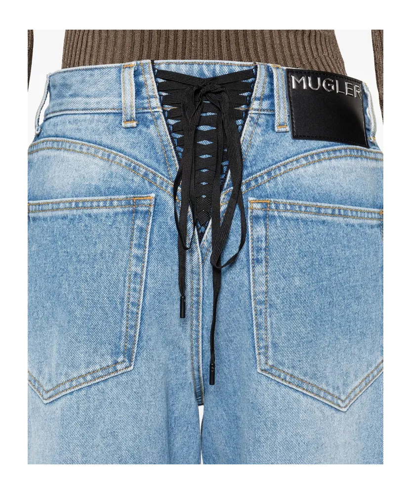 Belted Detail Denim Trousers