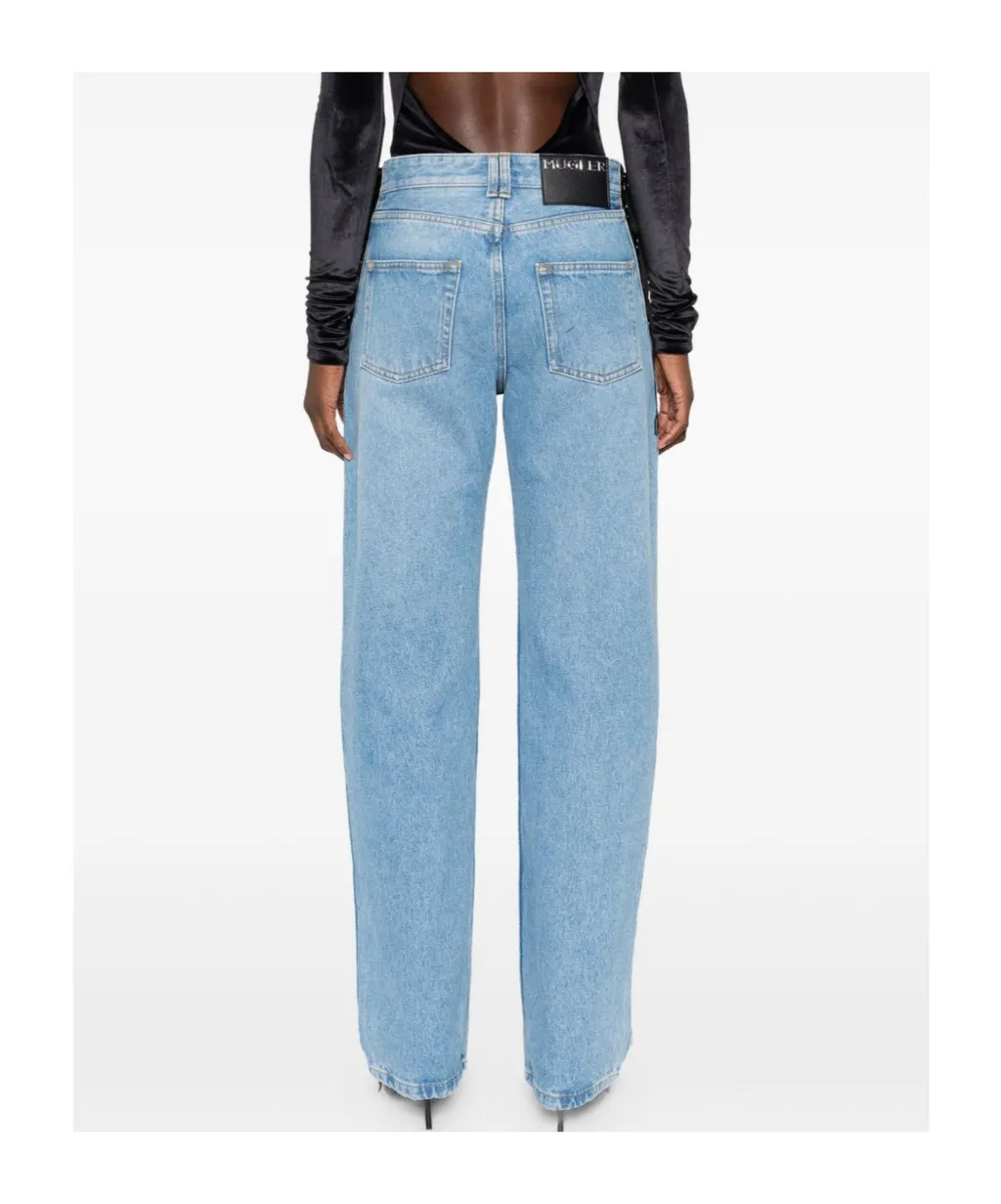 Lace-Up Detail Cotton Jeans