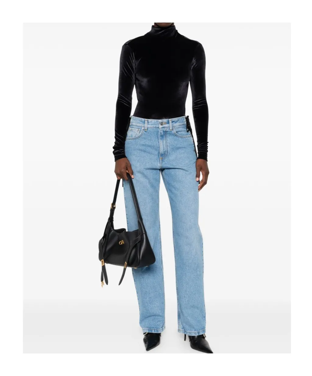 Lace-Up Detail Cotton Jeans