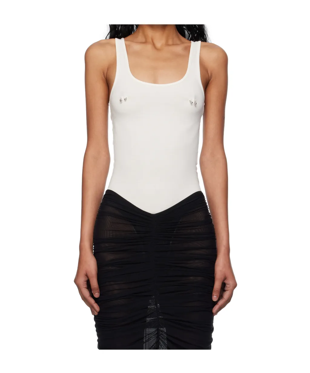 Scoop-Neck Embellished Bodysuit