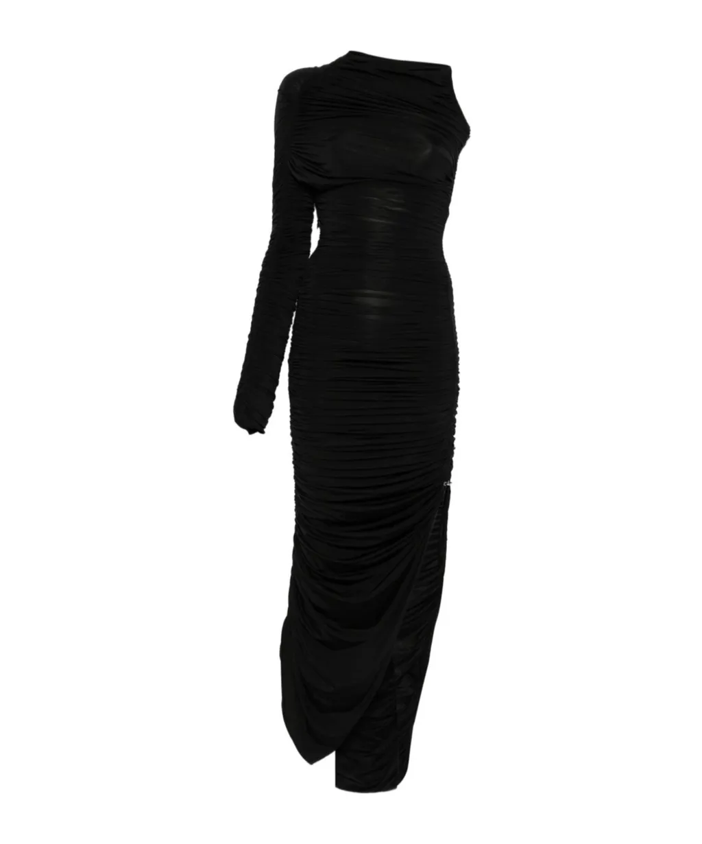 One-Sleeve Draped Dress