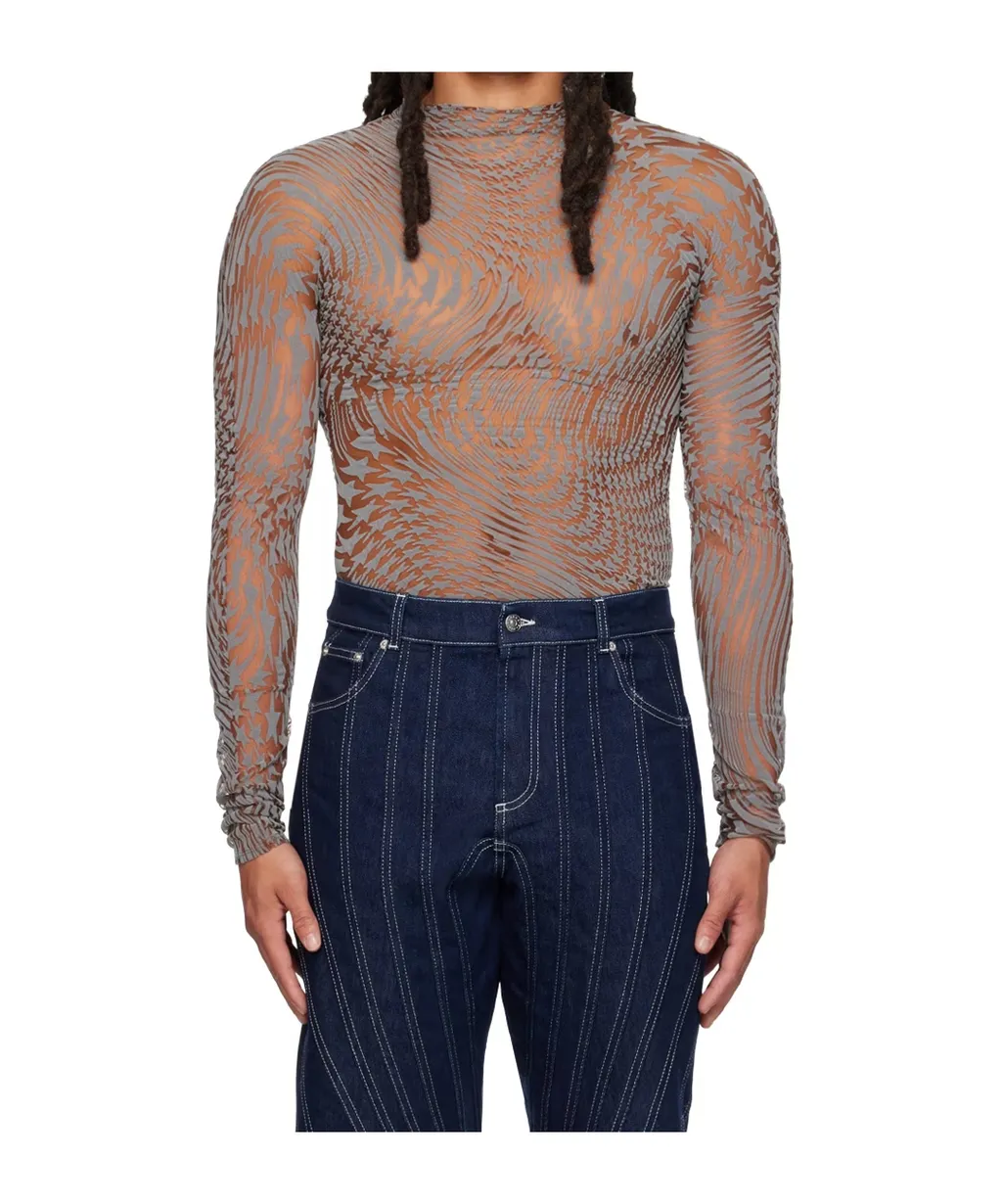 Star Mesh Long-Sleeve Top