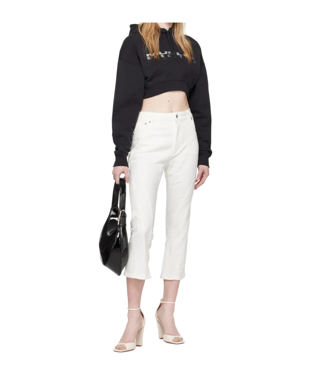Logo-Detailed Drawstring Cropped Hoodie
