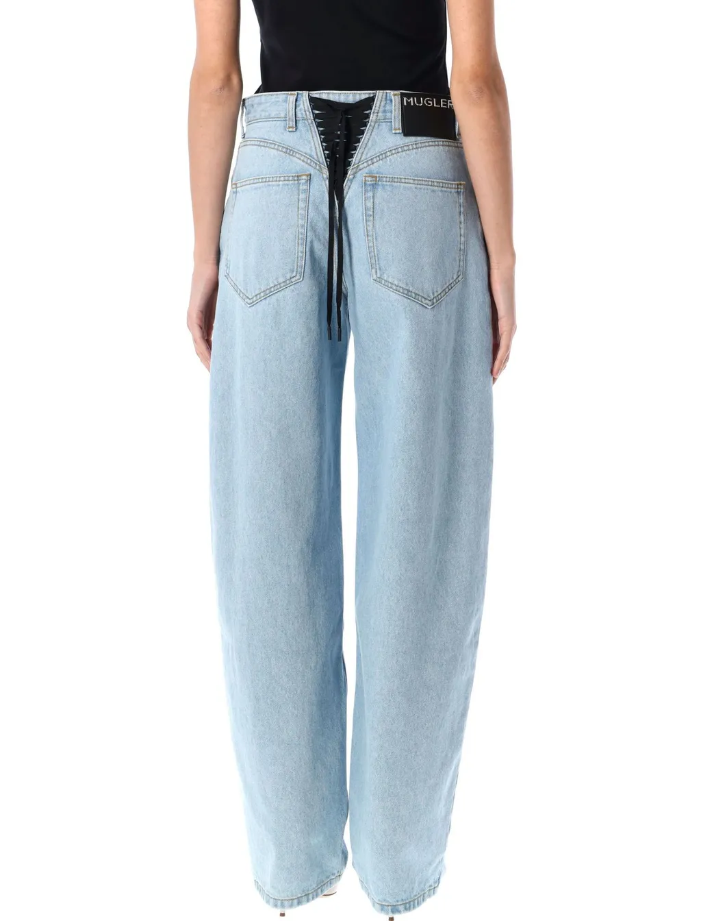 Lace-Up Wide Leg Jeans