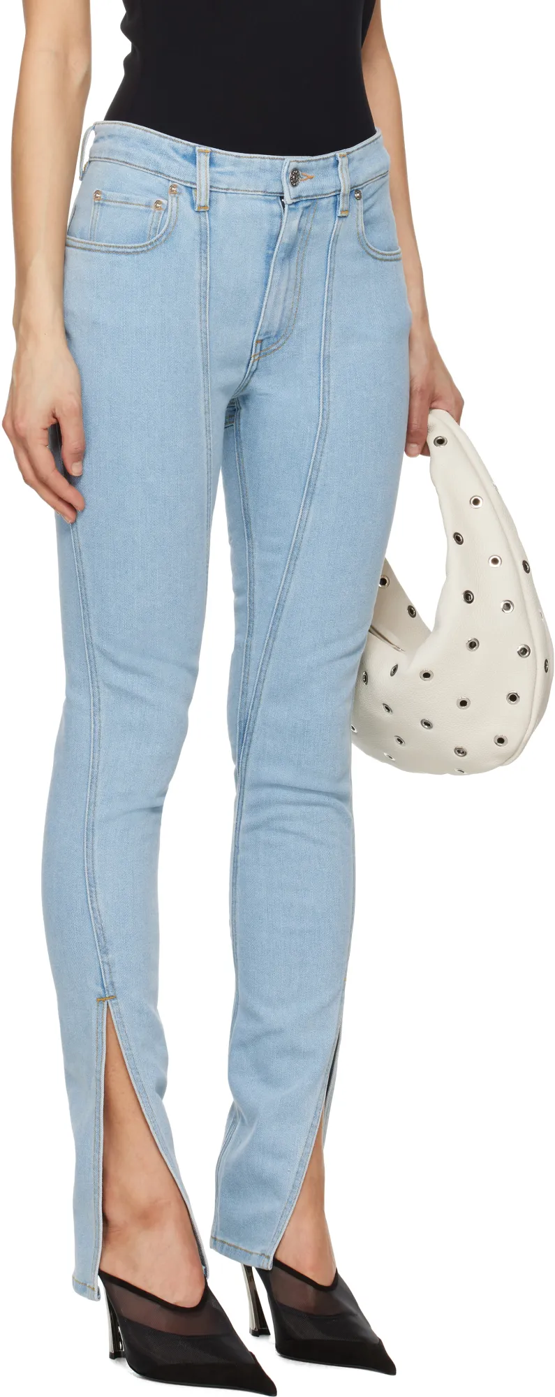 Seam-Detailed Slit Jeans