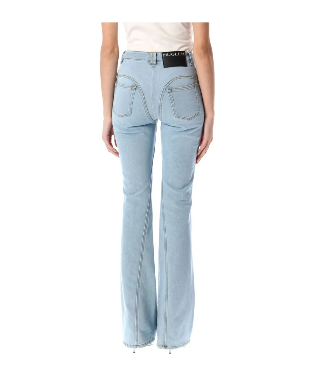 Five-Pocket Flared Denim Trousers