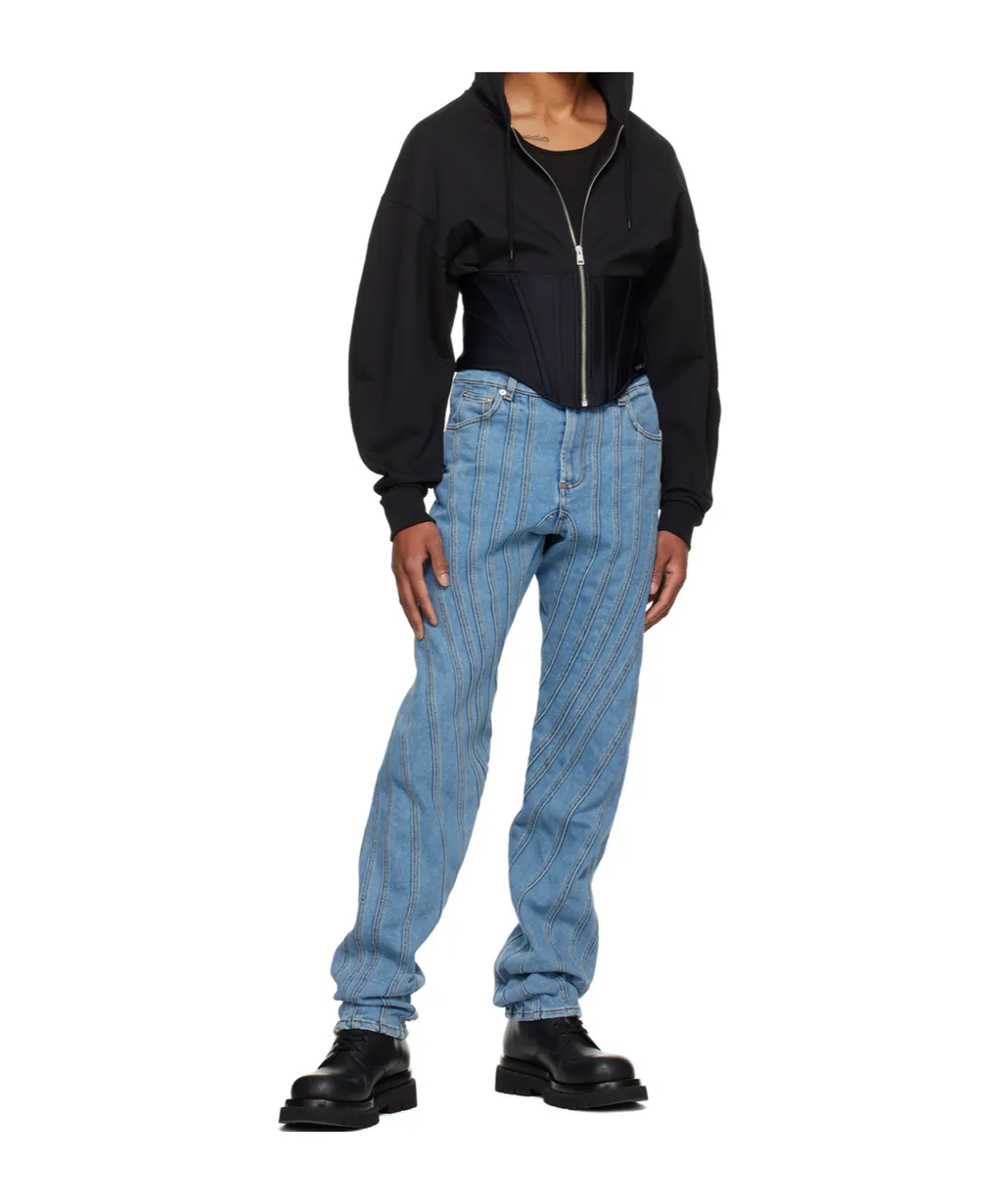 Embossed Patch Denim Jeans