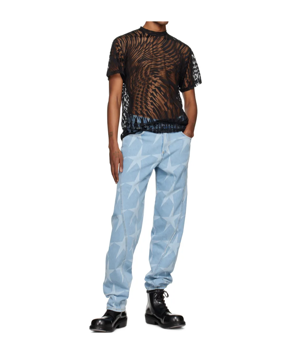 Star-Patterned Denim Jeans